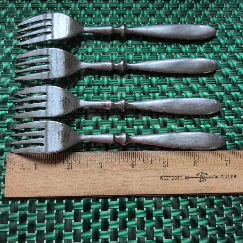 Hampton Silversmiths BISTRO SATIN Salad Forks Set Lot of 4 Stainless 18/0 Vtg